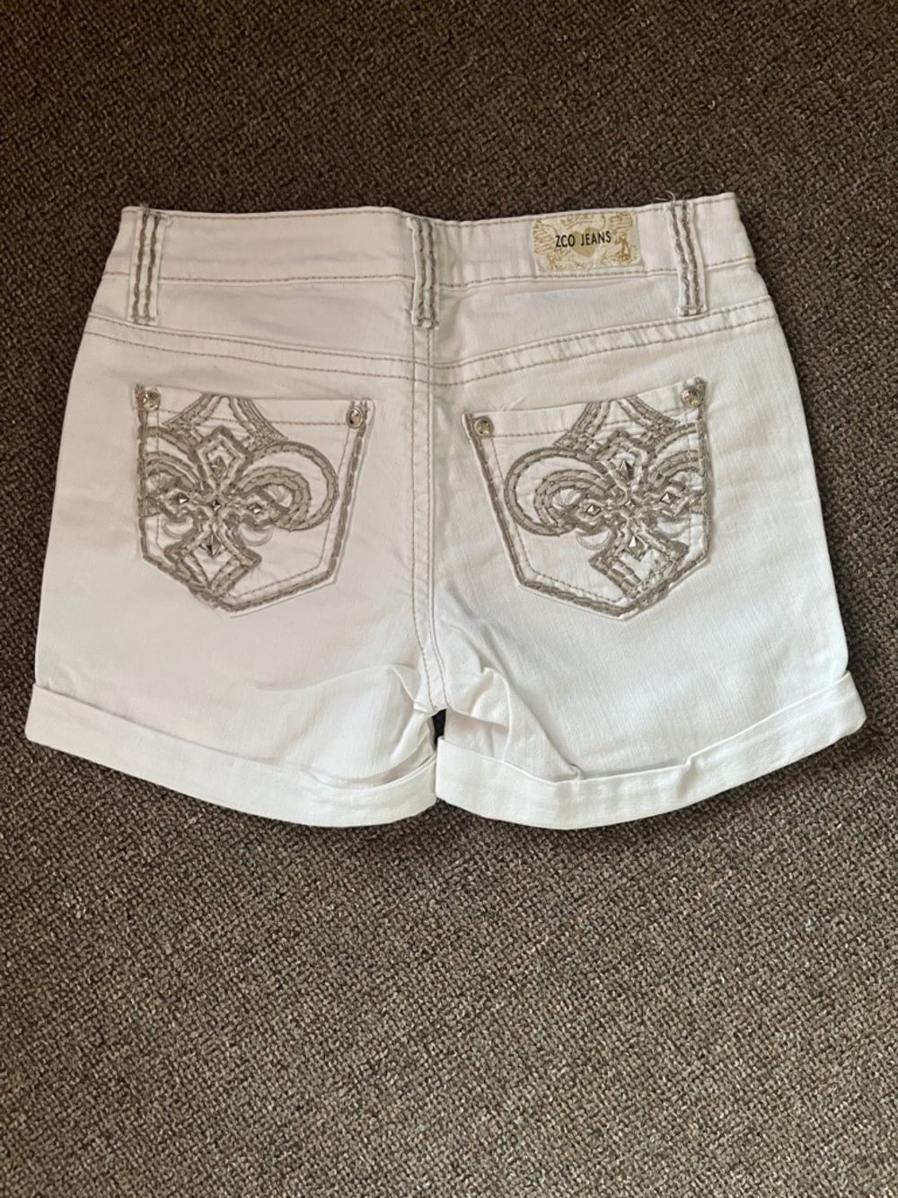White Distressed Cuffed Jean Shorts - Low-Rise